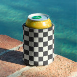 Off Black and Off White Checkerboard Can Cooler