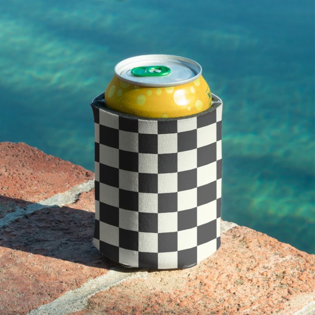 Off Black and Off White Checkerboard Can Cooler (In Situ Pool)