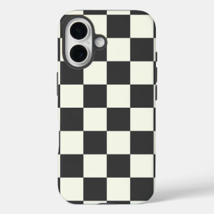Off Black and Off White Checkerboard iPhone 16 Case