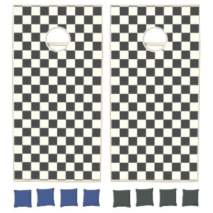 Off Black and Off White Checkerboard Cornhole Set