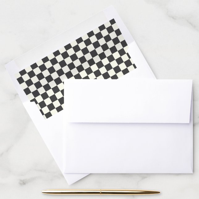 Off Black and Off White Checkerboard Envelope Liner (Desk)