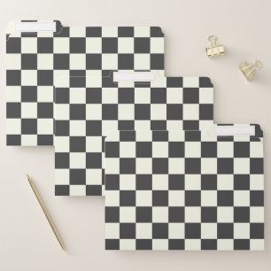 Off Black and Off White Checkerboard File Folder