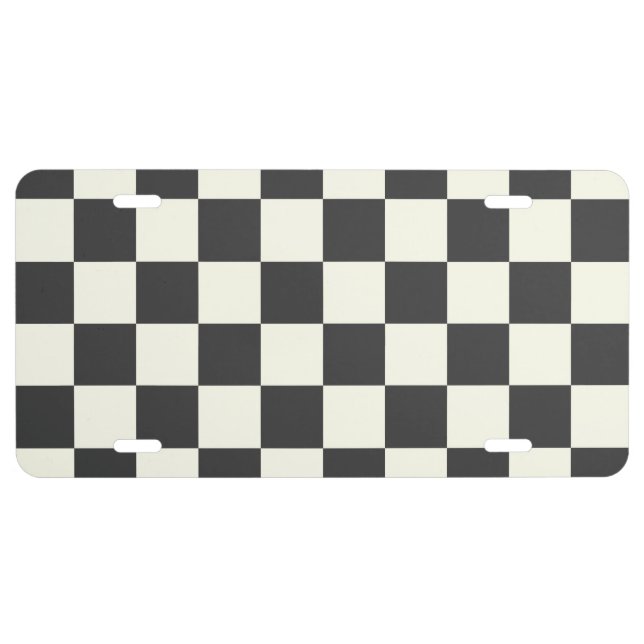 Off Black and Off White Checkerboard License Plate (Front)