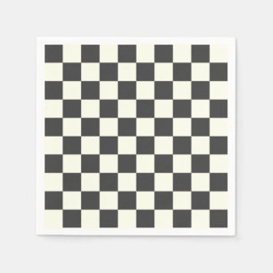 Off Black and Off White Checkerboard Napkins
