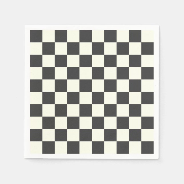 Off Black and Off White Checkerboard Napkins (Front)