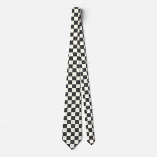 Off Black and Off White Checkerboard Neck Tie