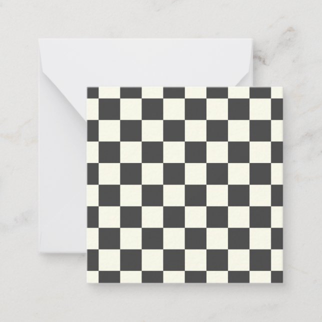 Off Black and Off White Checkerboard Note Card (Front)