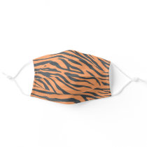 Off-black and Orange Zebra Pattern Adult Cloth Face Mask