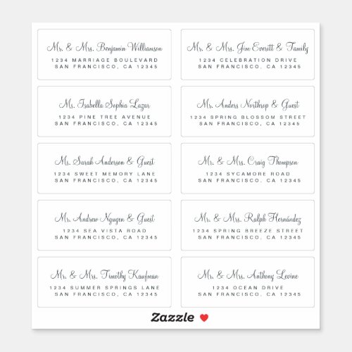 Off_Black Calligraphy Wedding Guest Address Labels