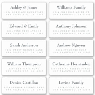 Off Black Minimalist Wedding Guest Address Labels