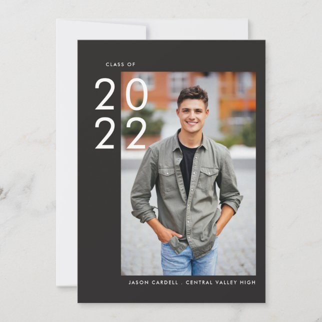 Off Center | Dark | Photo Graduation Invitation (Front)
