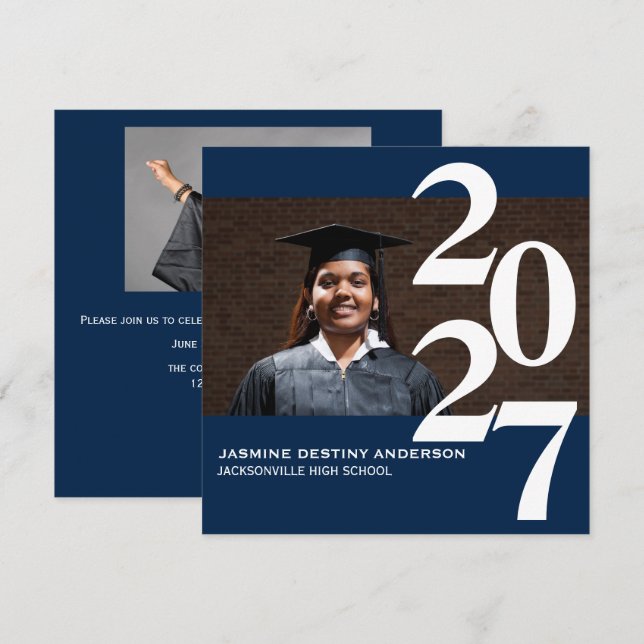 Off Center Large Numbers - Graduation Announcement (Front/Back)