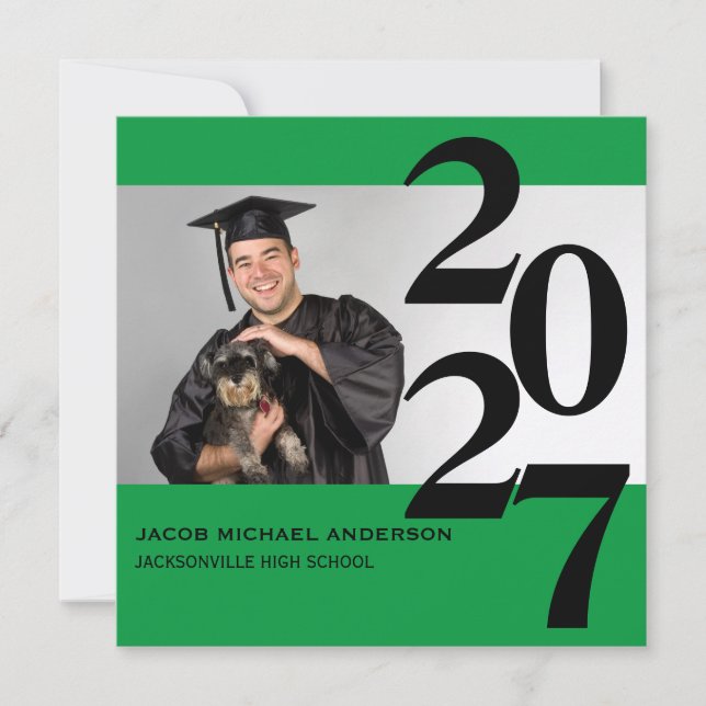 Off Center Large Numbers - Graduation Announcement (Front)
