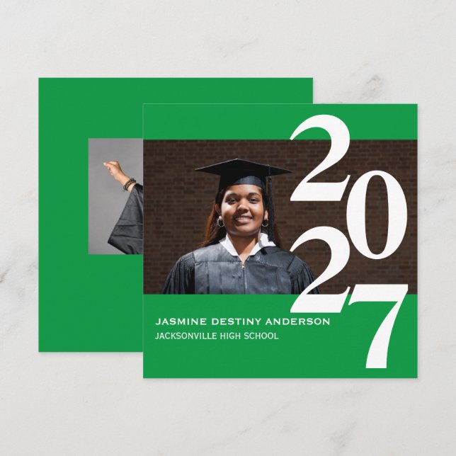 Off Center Large Numbers - Graduation Announcement (Front/Back)
