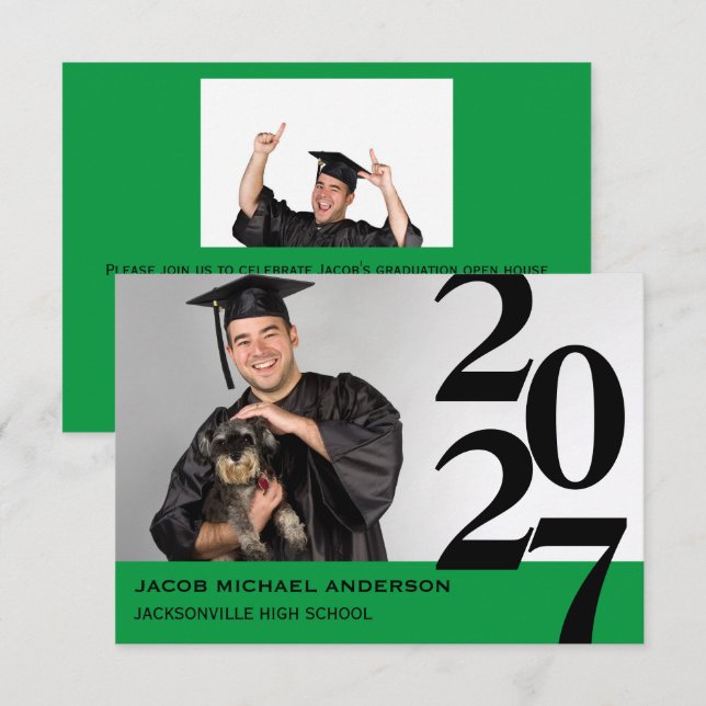 Off Center Numbers - 3x5 Graduation Announcement (Front/Back)