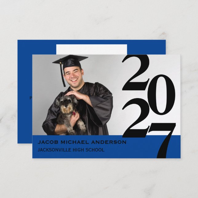 Off Center Numbers - 3x5 Graduation Announcement (Front/Back)