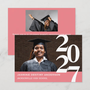 Off Center Numbers - 3x5 Graduation Announcement