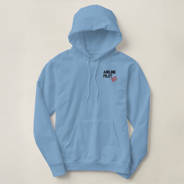 Off Duty Airline Pilot Embroidered Hoodie (Design Front)
