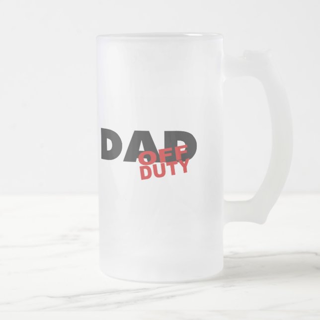 Off Duty Dad (Blk) Frosted Glass Beer Mug (Right)