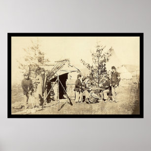 Off Duty Drummer Boys Playing Cards 1862 Poster