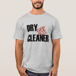 black shirt with white text cleaner shirt