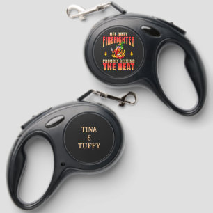 Off Duty Firefighter Funny Chili Lover Art Retractable Pet Leash