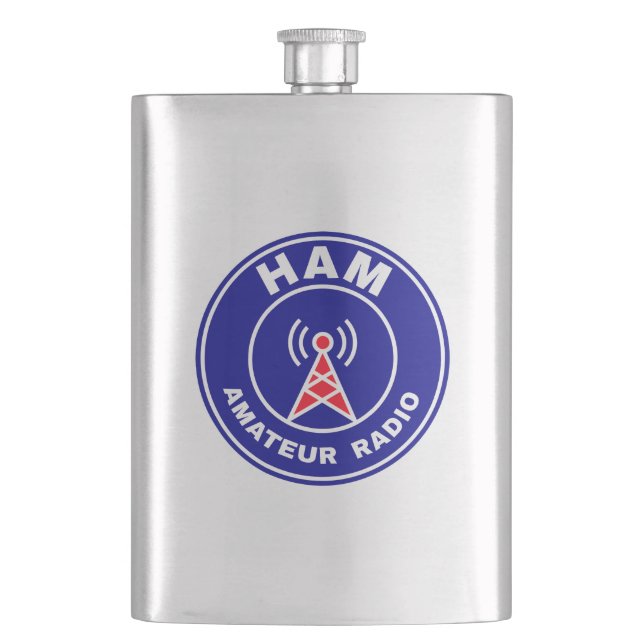 Off Duty HAM Radio DX Operator Emblem Flask (Front)