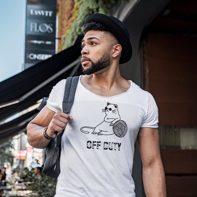 Off Duty Lazy Cat - Cute and Funny Bored Cat T-Shirt (Creator Uploaded)
