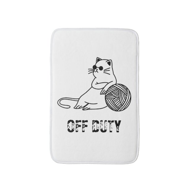 Off Duty Lazy Cat - Cute and Funny Bored Cat Two-T Bath Mat (Front Vertical)