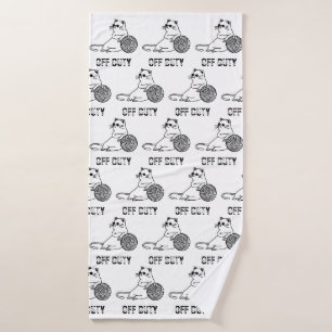 Off Duty Lazy Cat - Cute and Funny Bored Cat Two-T Bath Towel