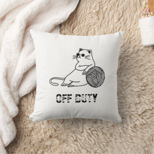 Off Duty Lazy Cat - Cute and Funny Bored Cat Two-T Throw Pillow