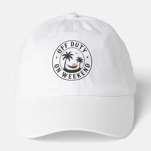 Off Duty On the Weekend Tropical Relaxation Emblem Hat (Front)