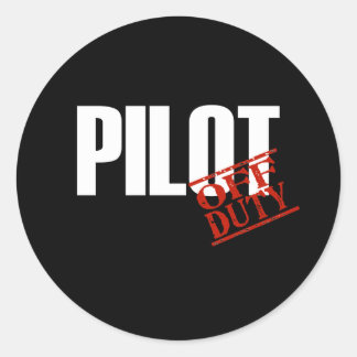 OFF DUTY PILOT DARK CLASSIC ROUND STICKER