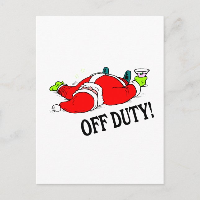 Off Duty Santa (Drunk) Holiday Postcard (Front)