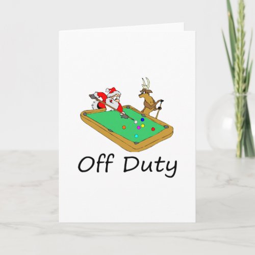 Off Duty Santa Playing Pool Holiday Card