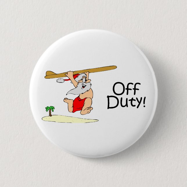 Off Duty Santa (Surfing) Button (Front)