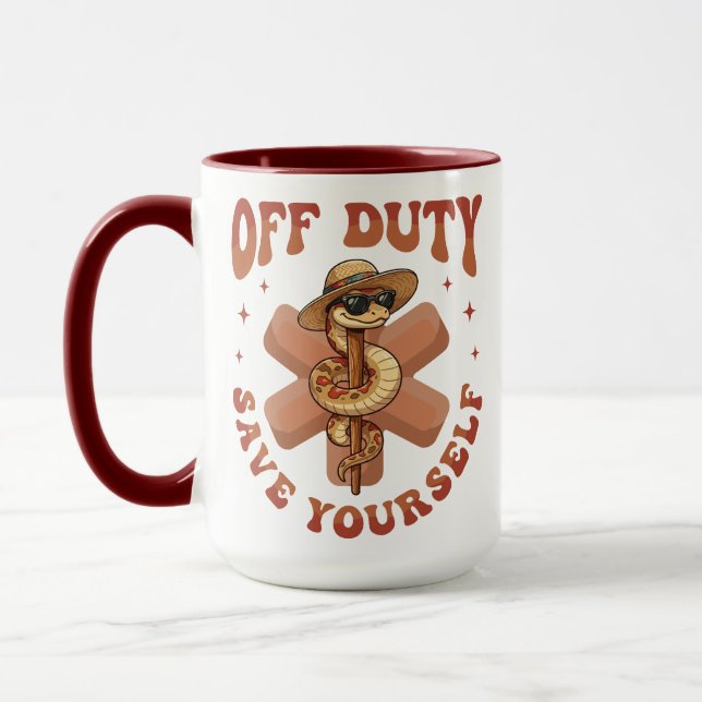 Off Duty Save Yourself Funny Nurse Medical Mug (Left)