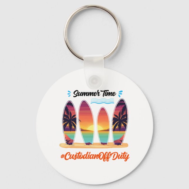 Off Duty Summer Time End Of School Year  Keychain (Front)