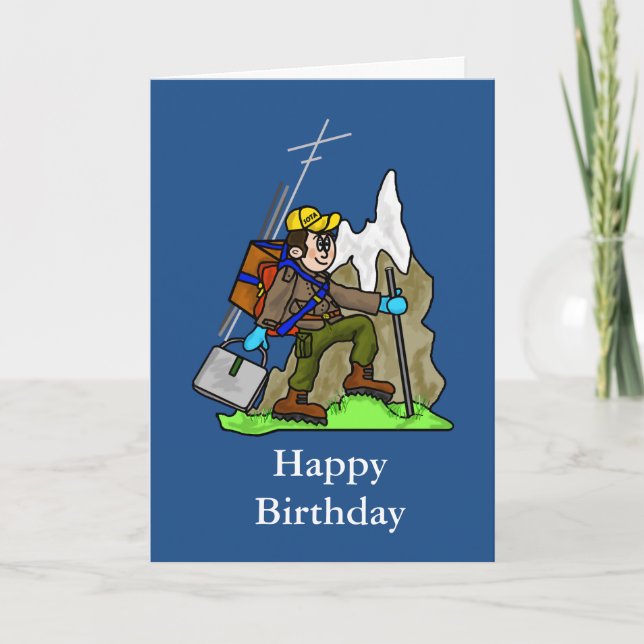 Off Grid Birthday Card for Hiking, Mountaineers (Front)