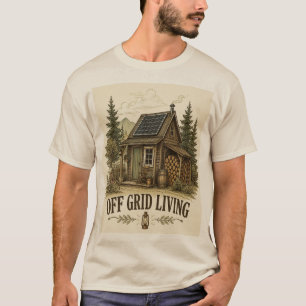 Off Grid Living Vintage Homestead Cabin Art T-Shirt