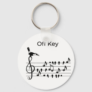 Off Key Toucan Bird Music Pun Funny Musician Gift Keychain