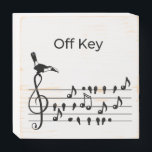 Off Key Toucan Bird Music Pun Funny Musician Gift Wooden Box Sign<br><div class="desc">Add a touch of musical humor and quirky artistry to your home, studio, or office! This charming wood box sign features the unique "Off Key" design, perfect for hanging on a wall or setting on a shelf. The illustration shows a prominent toucan comically perched on a large treble clef, contrasting...</div>