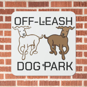 Off-leash dog park metal sign