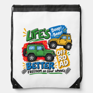 Off Road Adventure 4x4 Freedom on Four Wheels Car Drawstring Bag