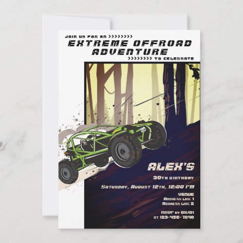 Off Road Adventure ATV UTV Extreme Sports Car Club Invitation