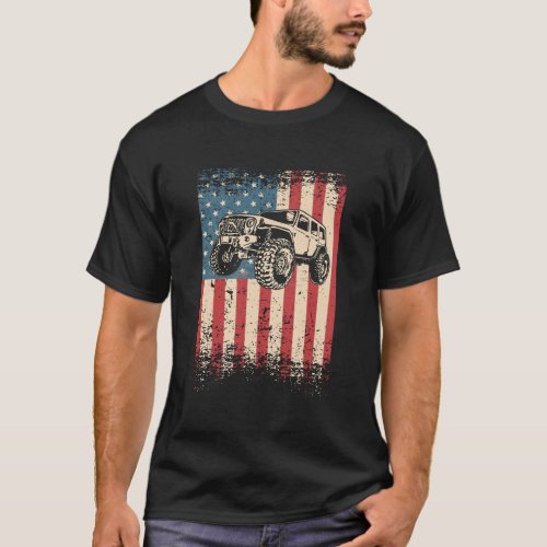 Off Road American Usa Flag 4X4 Mudding T_Shirt