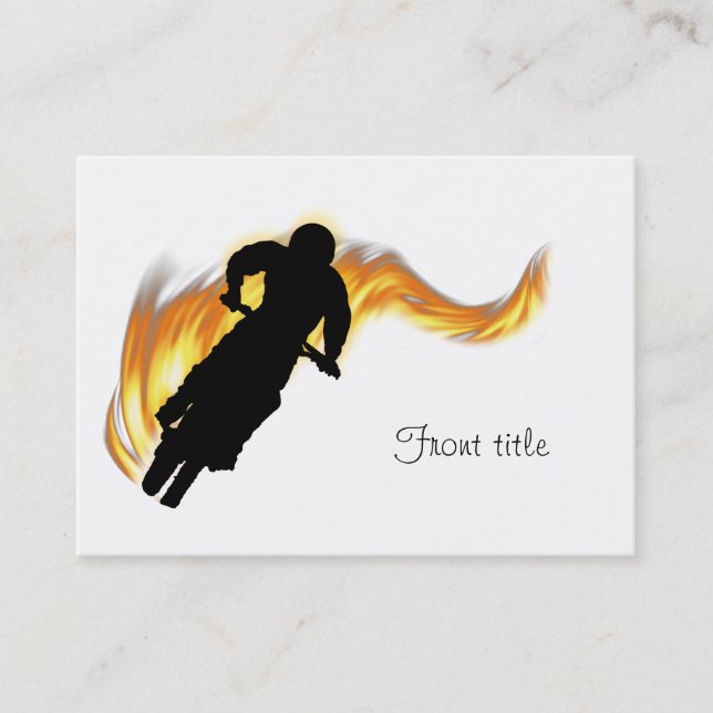 Off Road Dirt Bike with Flames Business Card (Front)
