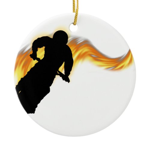 Off Road Dirt Bike with Flames Ceramic Ornament