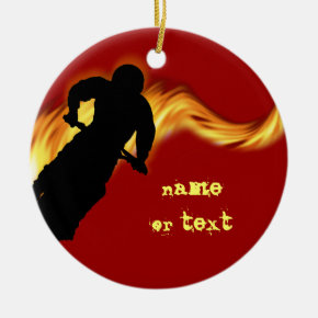 Off Road Dirt Bike with Flames Ceramic Ornament