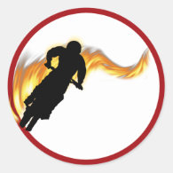 Off Road Dirt Bike with Flames Classic Round Sticker
